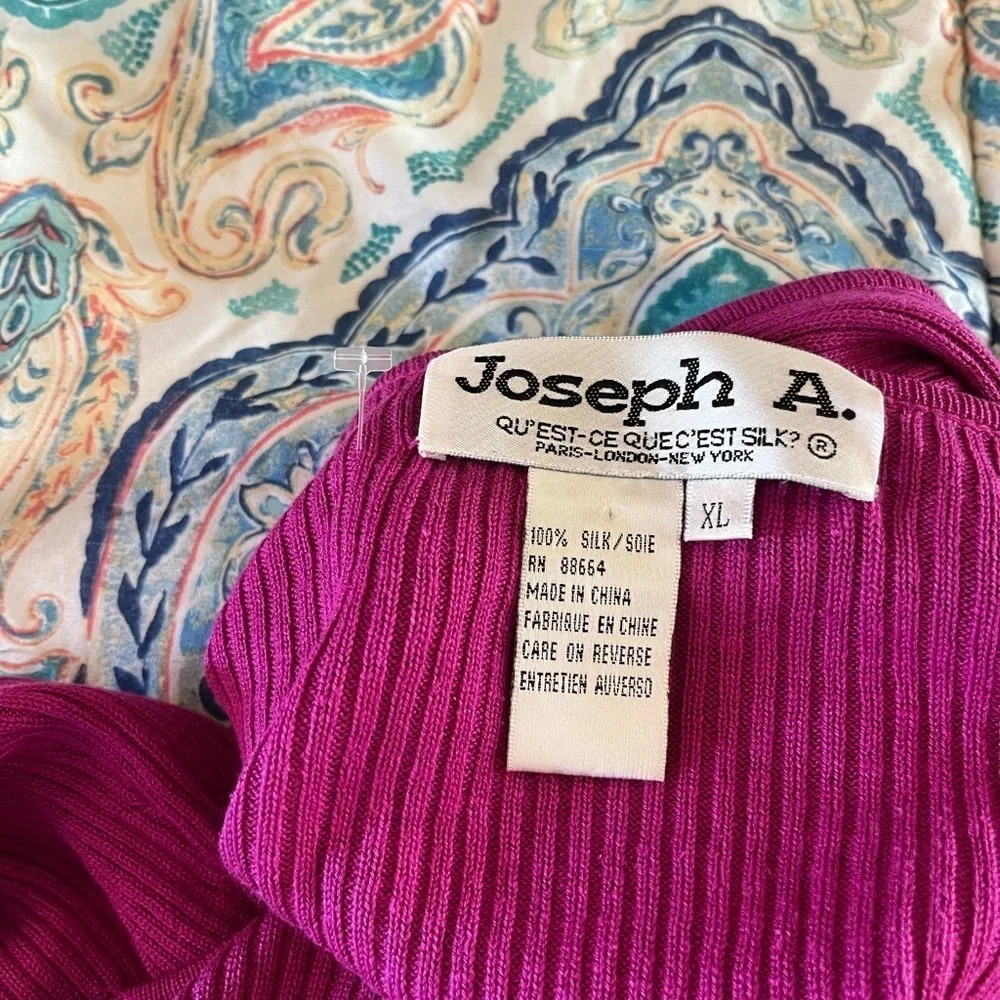 Joseph A. Silk twin sweater set.Raspberry color